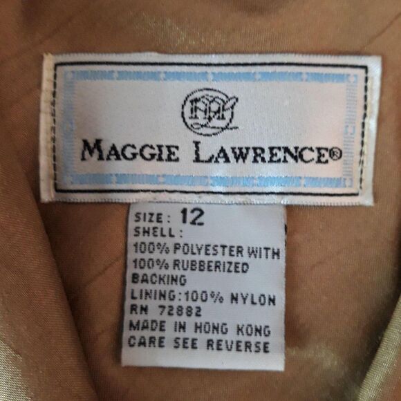 Vtg 80's Maggie Lawrence Coat Trench Longline Belted Waist Gold Sz 12 - Picture 8 of 11